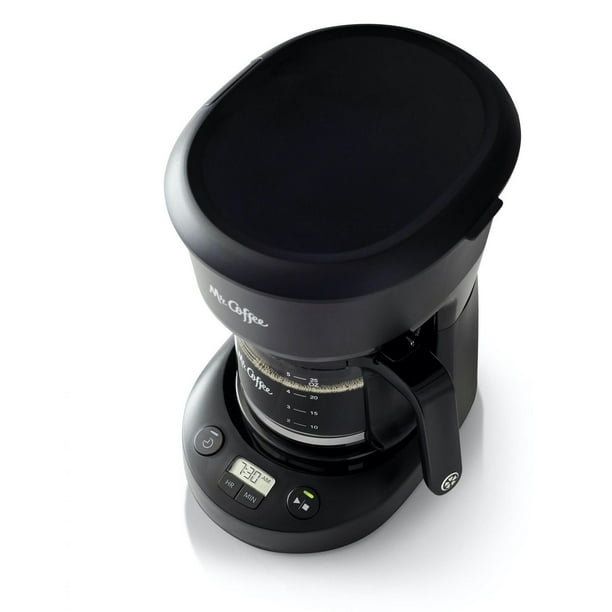 Mr. Coffee 5-Cup Programmable Coffee Maker, Space-Saving Coffee Machine, Black