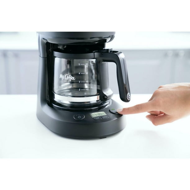 Mr. Coffee 5-Cup Programmable Coffee Maker, Space-Saving Coffee Machine, Black