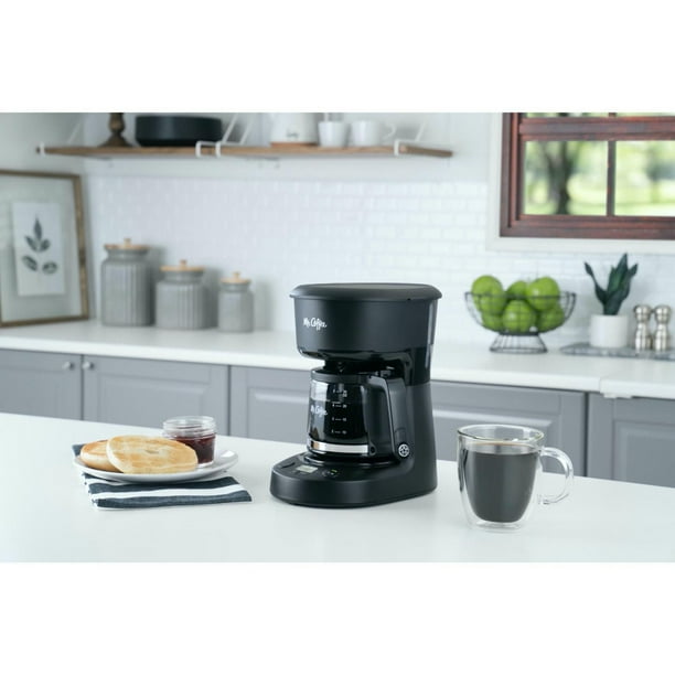 Mr. Coffee 5-Cup Programmable Coffee Maker, Space-Saving Coffee Machine, Black