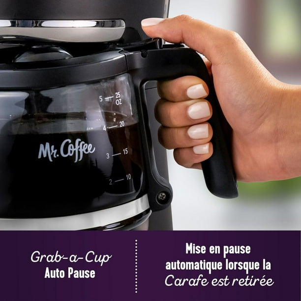 Mr. Coffee 5-Cup Programmable Coffee Maker, Space-Saving Coffee Machine, Black